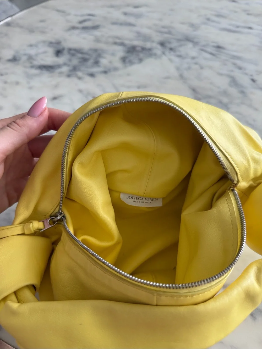 Bottega Veneta Yellow Leather Mini Double Knot Hobo Bag